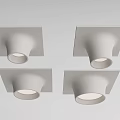 Four Modern Square White Recessed Downlights For Ceiling Lighting Design 3d model