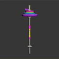 Colorful Spinning Top Shaped Weapon With Pink Yellow Blue And Wooden Parts