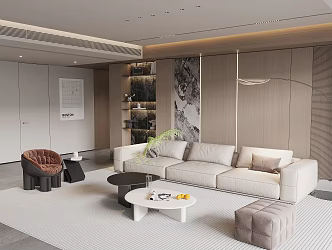Light Luxury Sofa Background Wall Sofa Coffee Table Combination Single Casual Seat Ornaments 3d model