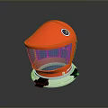 Weapon Helmet With Red Shell Blue Transparent Visor And Silver Base Design 3d model