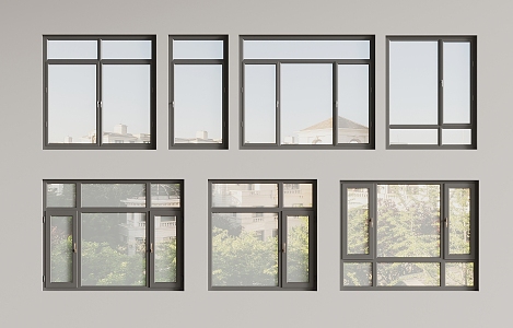 modern windows casement windows floor to ceiling windows 3d model