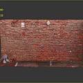 Red Brick Wall Model Scene With Bottom Debris And White Ground Lines 3d model