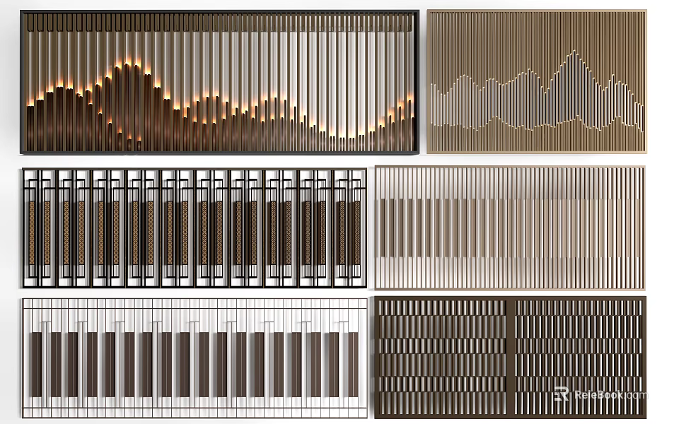 Modern Railings With Geometric Patterns Metal Textures And Various Colors 3d model