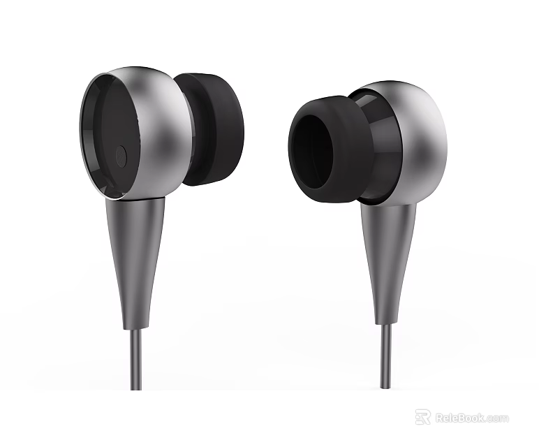 In Ear Headphones with Metallic Silver and Black Sleek Design Ergonomic Fit for Comfortable Wear 3d model 