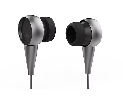 In Ear Headphones with Metallic Silver and Black Sleek Design Ergonomic Fit for Comfortable Wear 3d model