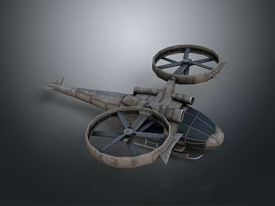 Futuristic Space Aerial Vehicle With Dual Rotor Design And Reinforced Cockpit Structure 3d model