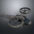 Futuristic Space Aerial Vehicle With Dual Rotor Design And Reinforced Cockpit Structure