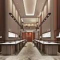 Luxury Jewelry Store Interior Featuring Glass Display Cases And Warm Ambient Lighting