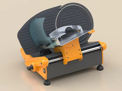 Industrial Metal Cutting Saw With Black Orange Body Circular Blade Safety Guard And Stable Base 3d model
