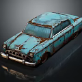 Vintage Blue Rusty Old Car with Classic Design and Weathered Exterior