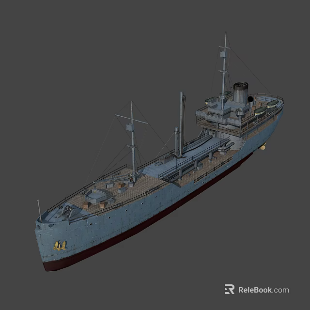 3D Model Of A Large Ship With Masts And Decks 3d model 