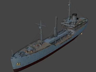 3D Model Of A Large Ship With Masts And Decks 3d model