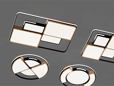 Modern Ceiling Lights With Geometric Square And Round Design And Metal Frames 3d model