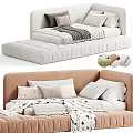 Cozy Children's Bed With Tufted Padded Mattress Soft Pillows And Warm Blankets