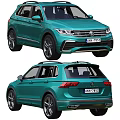 Teal Volkswagen SUV Exterior Design With Front And Rear Views And Alloy Wheels
