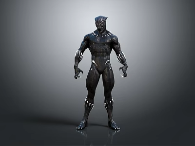 Game Movie Character In Black Tactical Suit With Silver Accents Standing Pose 3d model