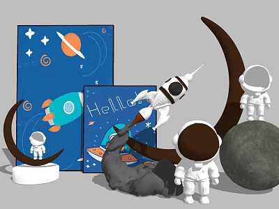 Modern ornaments combination decorations 3d model Modern ornaments combination decorations 3d model