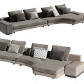 Modern Gray L shaped Sectional Sofa With Multiple Cushions And Geometric Pattern 3d model