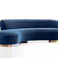 Blue Curved Velvet Sofa With Golden Legs Modern Living Room Furniture
