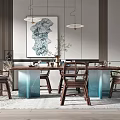 New Chinese Dining Table and Chair Combination Dining Table and Chair 3d model