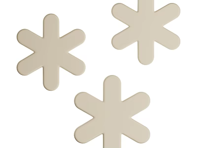 Three Piece Beige Snowflake Shaped Decorative Ornament Set for Home Decoration 3d model
