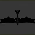 Black Dragon with Large Wings Streamlined Body and Finned Tail Flying Against Gray Gradient Background