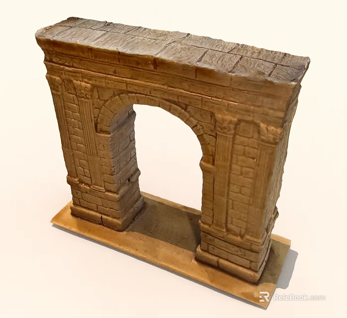 Ancient Style Stone Archway Model With Detailed Brick Texture And Base 3d model 