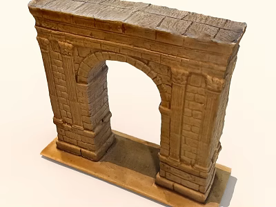 Ancient Style Stone Archway Model With Detailed Brick Texture And Base 3d model