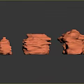 Orange Stone Models with Various Sizes and Shapes on Black Background 3d model