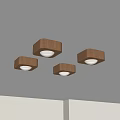 Modern Wooden Square Ceiling Lights Installed On White Ceiling Surface 3d model