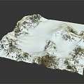 Garden Landscape Displaying 3D Snow Mountain Terrain Model With Snow Covered Mountain Texture