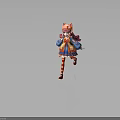 3D Anime Girl Character With Cat Ears Hat Pink Hair And Colorful Outfit