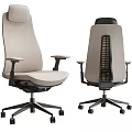 Light Colored Office Chair With Armrests Mesh Backrest And Wheeled Base 3d model