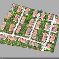 Modern Residential Area With Neatly Arranged Red Brick Roof Houses Green Lawns And Roads