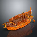 Traditional Wooden Boat Model With Ornate Carvings And Prow Decoration