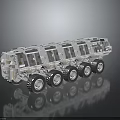 Multi Wheeled Heavy Duty Vehicle Model With Detailed Mechanical Structure And Gray Exterior