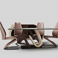 Modern Leather Dining Table and Chair Combination 3d model