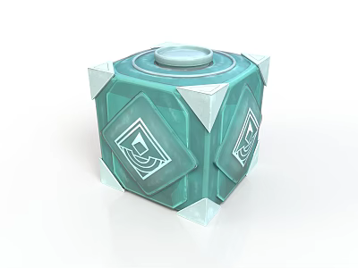 Green Decorative Cube Container With Lid Geometric Patterns And White Corners 3d model