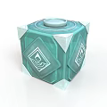 Green Decorative Cube Container With Lid Geometric Patterns And White Corners
