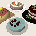 Fresh Colorful Assorted Decorated Cakes With Cherries Strawberries And Chocolate Toppings