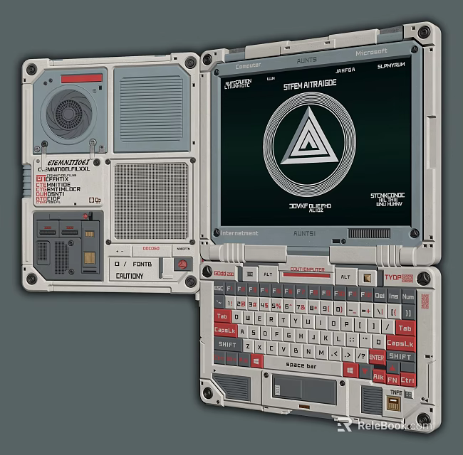 Vintage Electronic Console With Screen Triangle Symbol System Override And Keyboard 3d model 
