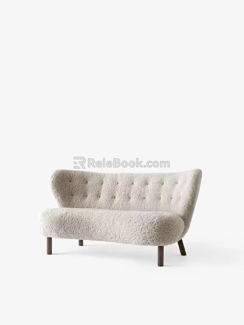 modern double sofa wool double sofa 3d model
