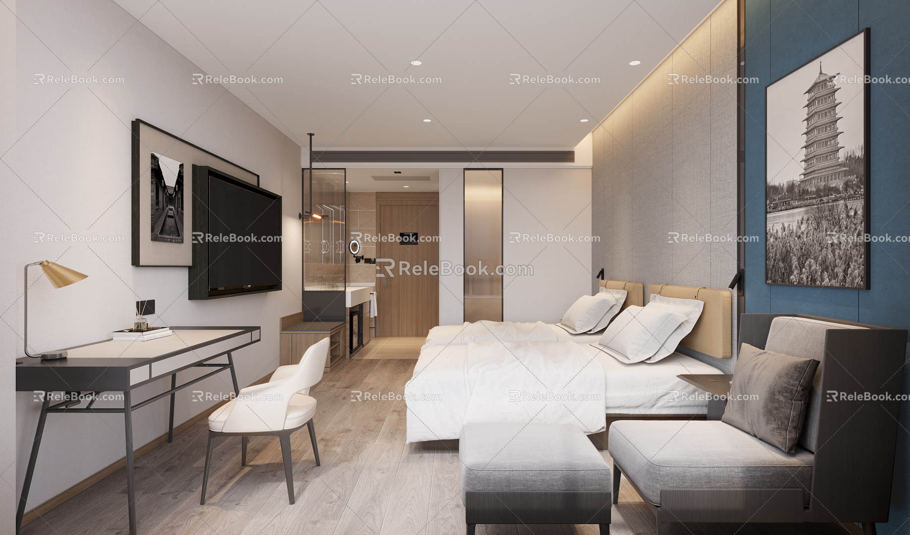 Hotel Rooms Modern Rooms 3d model