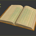 Open Book With Orange Cover And Inner Pages Featuring Green Yellow Striped Lines