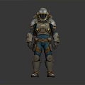 Futuristic Full Body Metallic Armor With Silver Gold Accents And Detailed Design
