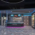 Modern Internet Cafe With Gaming Computers High Tech Interior Blue LED Lighting And Comfortable Seating 3d model