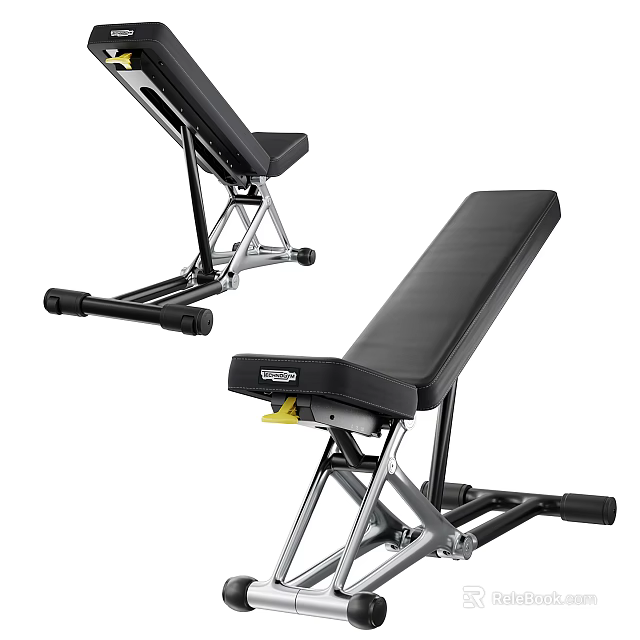 Adjustable Fitness Bench With Sturdy Metal Frame And Black Padded Seat For Home Gym 3d model 