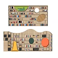 Modern Library Bookcase Bookshelf Reading Room Bookcase Shaped Bookcase Shaped Bookcase Showcase Decorative Cabinet Booklet 3d model