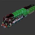 Green and Black Vintage Steam Train Model with Classic Design Shiny Wheels and Reflective Surface