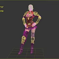 Game Movie Character In Leather Armor With Green Skirt Knee High Boots And Metal Details